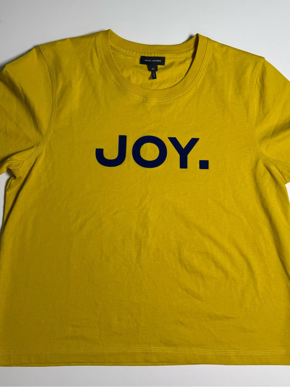 Marc Jacobs JOY Flocked Slim Tee Women’s XL Yellow Crew Neck Casual Streetwear